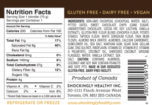 Healthy Ingredients in our amazing Blondie.